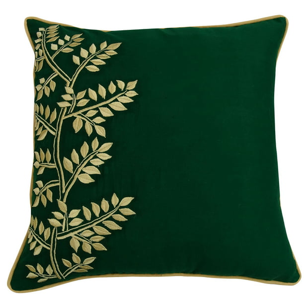Cotton Pillow Cover Leaf Embroidered Square Pillow Case Bed Sofa Cushion Cover 